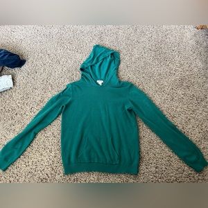 Hooded girls green sweater size 13/14